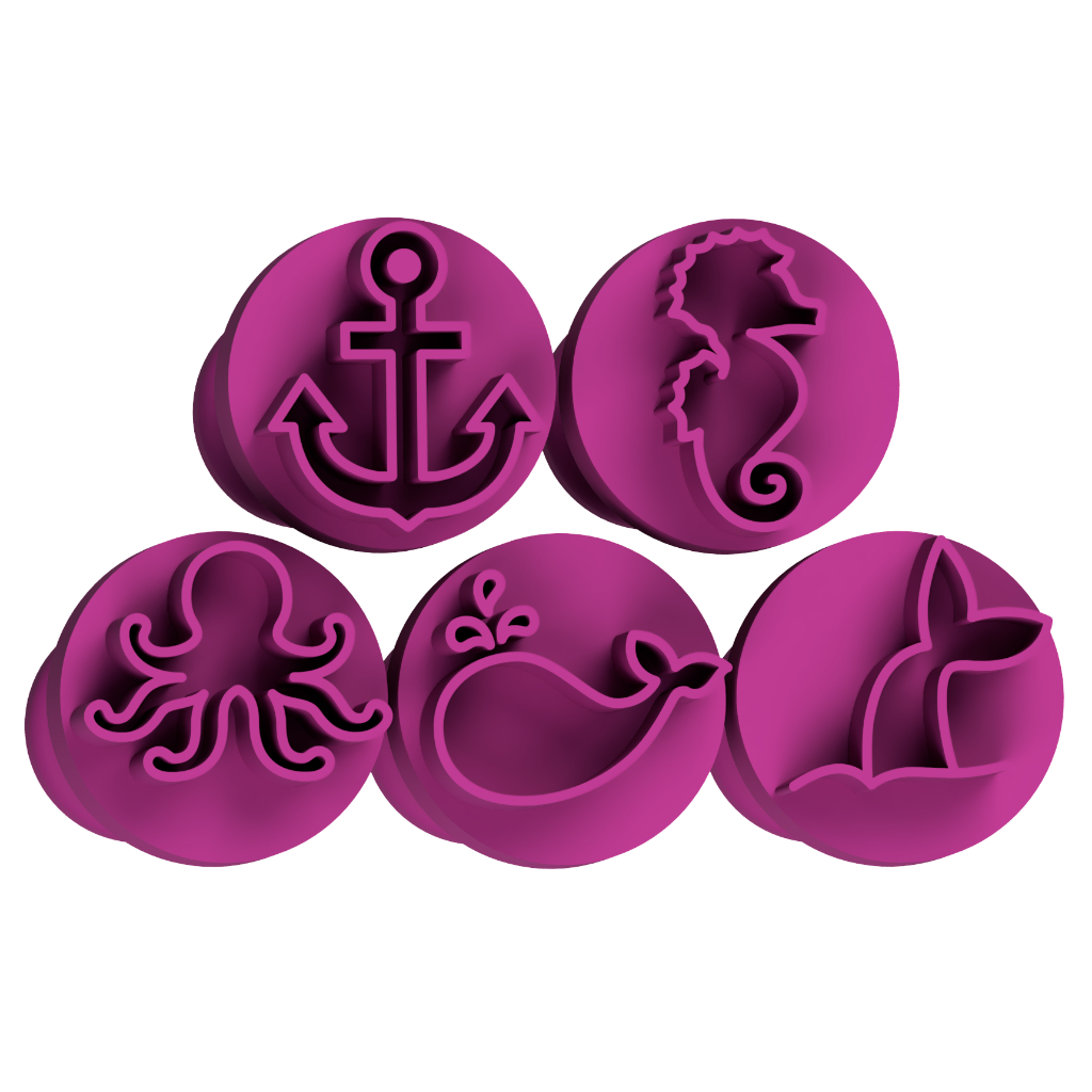 Kit 5 Carimbos para Doces Fundo do Mar Brigadeiros Confeitaria Docinhos em Oferta na Shopee