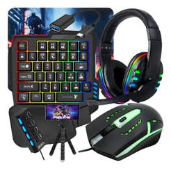 Kit Gamer Mobilador Celular Teclado Mouse + Fone Com Microfone + Tripé + Cabo Otg + Hub Usb + Mouse Pad