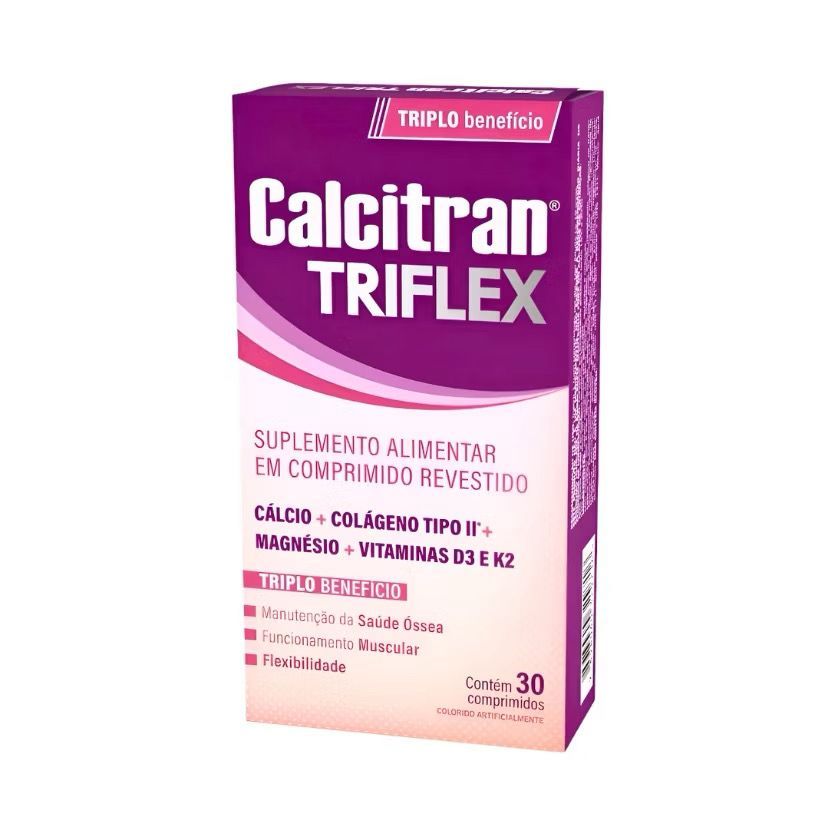 Calcitran Triflex 1000UI 30 Comprimidos Vitamina D3 Colágeno Tipo II K2 Magnésio Calcio