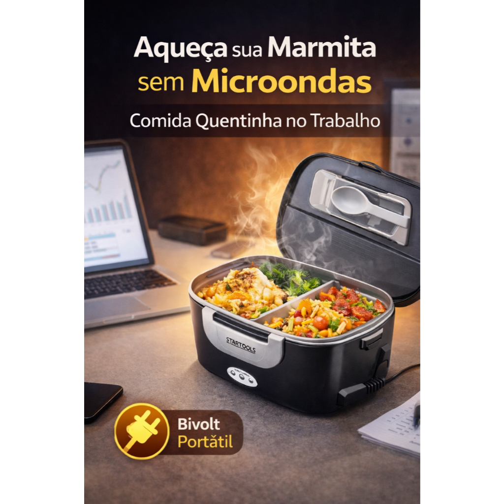 Marmiteira Elétrica Bivolt 1,5L Aquece Marmita Sem Microondas Portátil