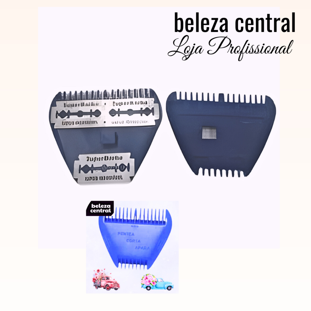 Pente Navalha Tradicional Desfiador com 3 Lâminas – Aparador Portátil de Cabelo e Barba – Estilo Clássico