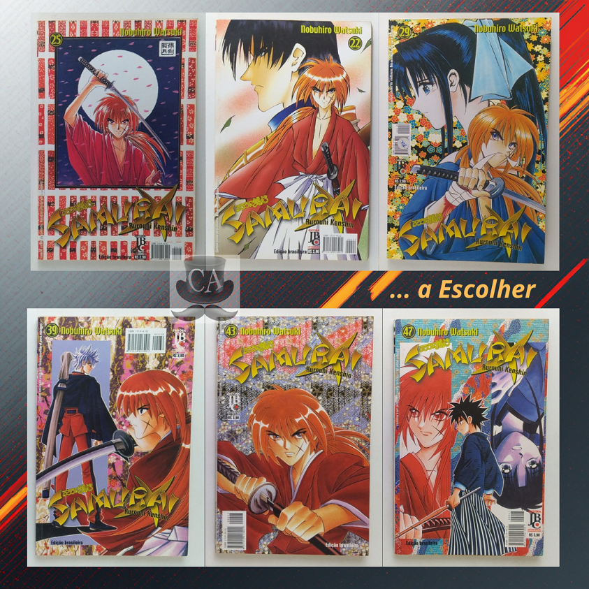 Mangá Rurouni Kenshin_ Samurai X, bom estado, alguns com amarelado do tempo