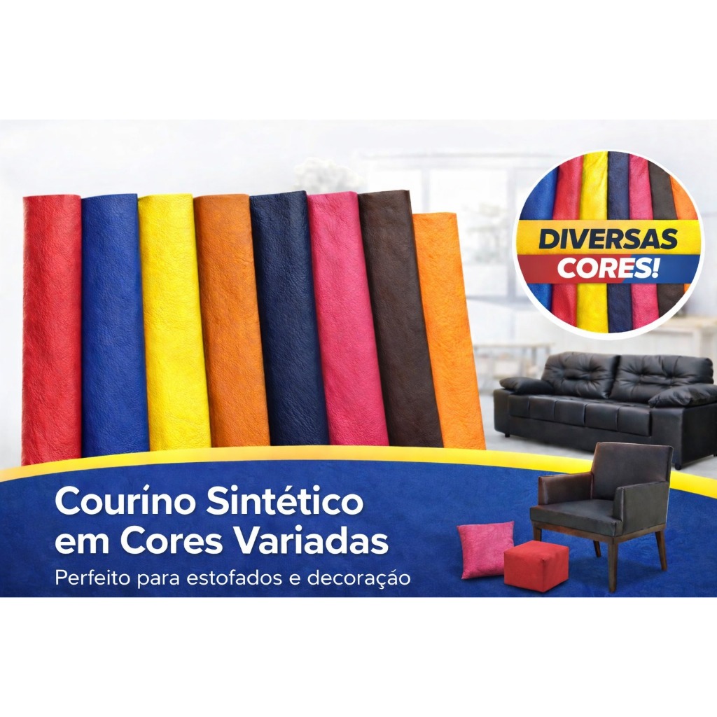 Couro Courvin Corino Material Tecido Sintético Automotivo Várias Cores Sofá Poltrona Forro Resistente Impermeável