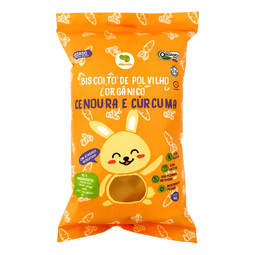 Biscoito Polvilho Crilancha Vegano Assado Org Cenoura 40g