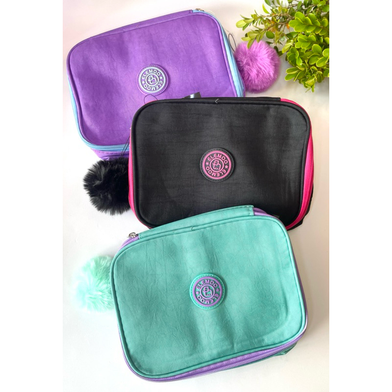 Estojo box grande penal escolar com elásticos para lápis e canetas em Oferta na Shopee