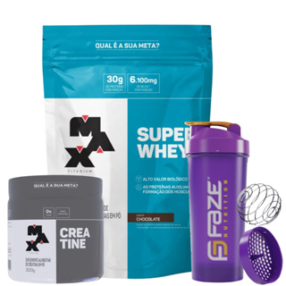 Kit Super Whey Refil 900g + Creatina Monohidratada 300g + Coqueteleira em Oferta na Shopee
