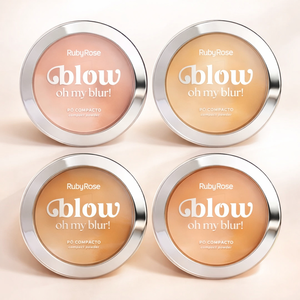 Pó Compacto Ruby Rose Glow Oh My Blur – Acabamento Natural Efeito Blur Matte