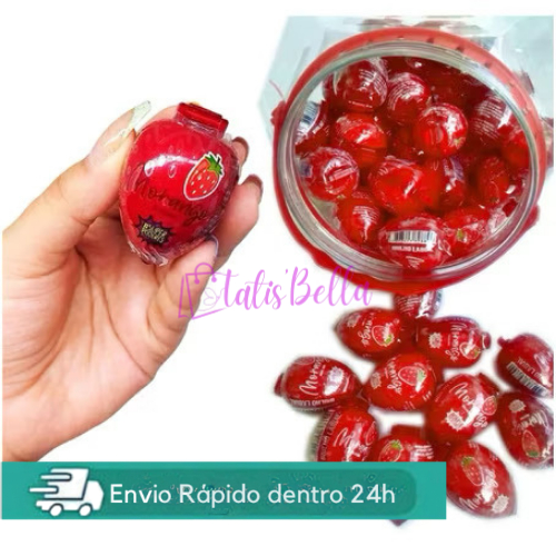 Kit Brilho Labial Moranguinho  Pote Com 50 Unidades Lip Balm Hidratante Labial Flash sale