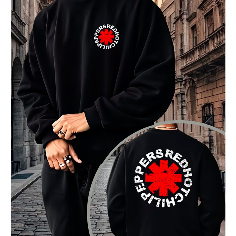 Moletom gola careca blusa moletom em algodão unissex rock and roll vintage red hot chile pepper