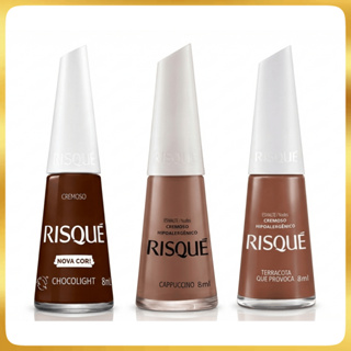 Kit 3 Esmaltes Risqué Novas Cores Cremosas Tons Terrosos Marrom em Oferta na Shopee