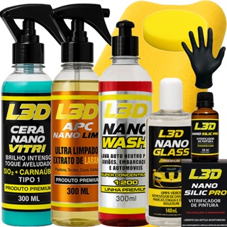 KIT Cera Automotiva L3D, Shampoo, Vitrificador Silic Pró,  APC Limpador, Removedor de Chuva Acida em Oferta na Shopee
