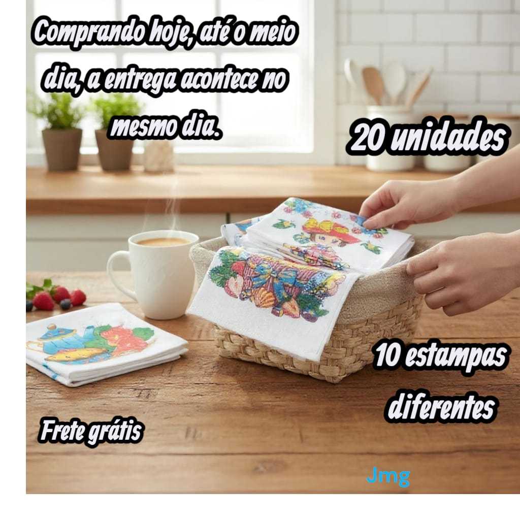 Kit 20 Panos de Prato Direto Da Fábrica Estampados Para Cozinha 60 x 35 em Oferta na Shopee