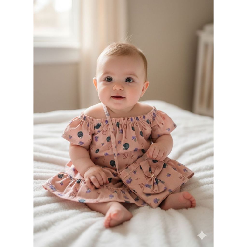Vestido Bebê delicado com Bolsinha Infantil | Estilo e Conforto para seu Bebê