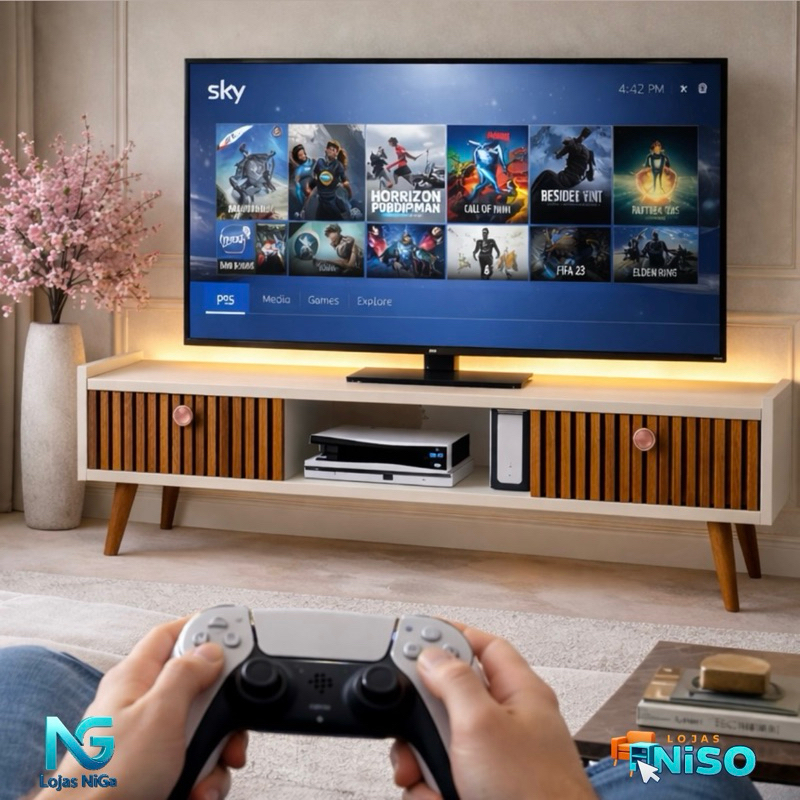 Rack Bancada Sala Classic New Life para Tv até 50 Polegadas, 32pol 40pol Com Pés Sala Quarto Cinema