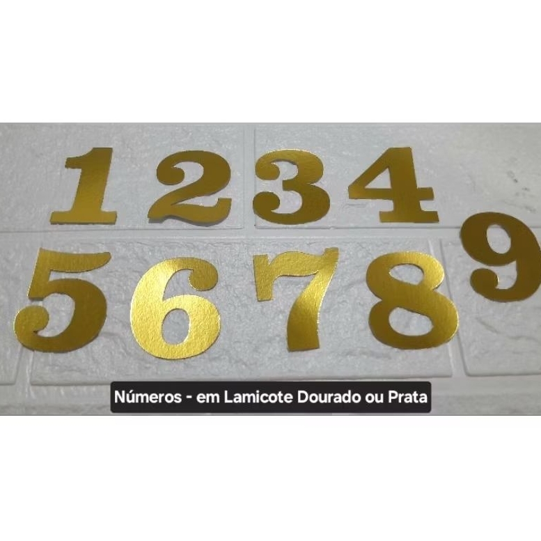 Aplique número dourado lamicote kit 15 30 50 tubete cofrinho lembrancinhas festa idade