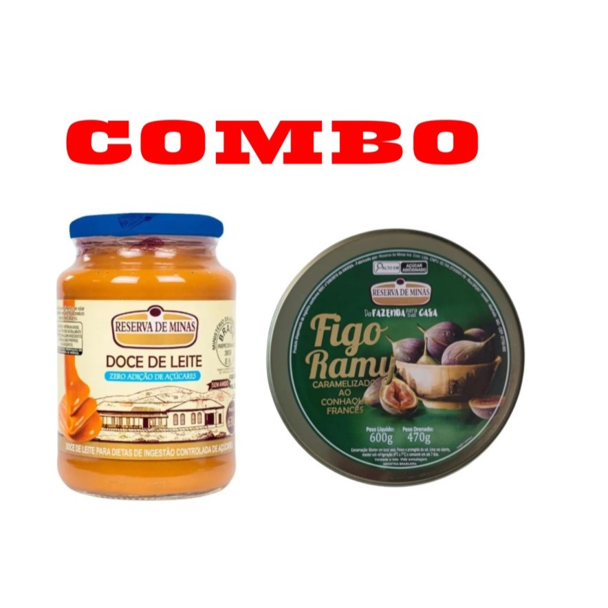 COMBO Doce de Leite Reserva de Minas 630g Zero Açúcar + Figo Ramy Caramelizado ao Conhaque Francês