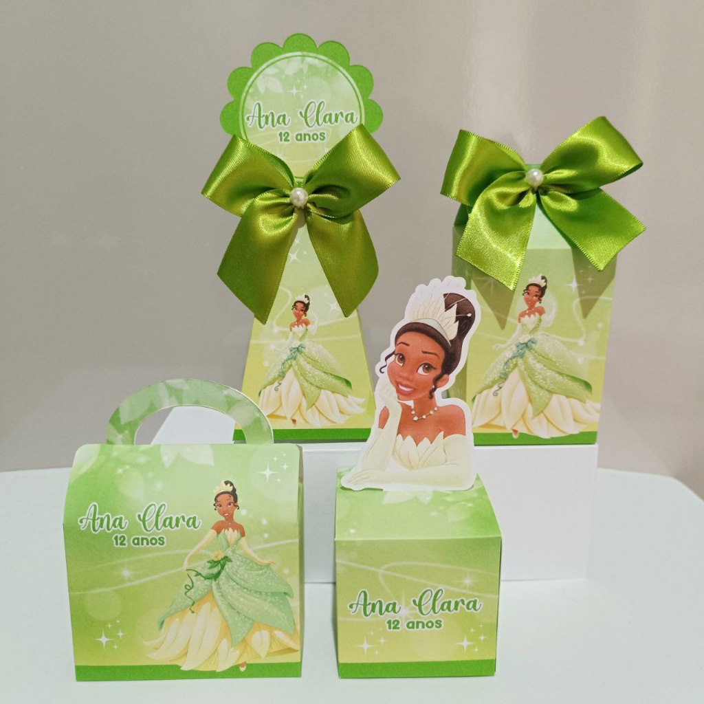 Kit Personalizados Princesa Tiana DESMONTADO kit festa lembrancinhas personalizados kit caixinhas