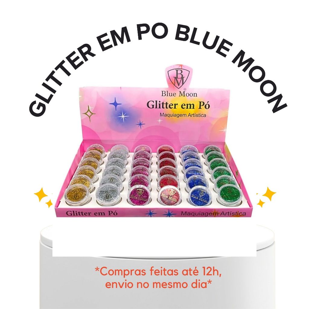 GLITTER EM PO BLUE MOON MAQUIAGEM ARTISTICA CARNAVAL MAQUIAGEM DOURADO PRATA ROSA PRETO LARANJA