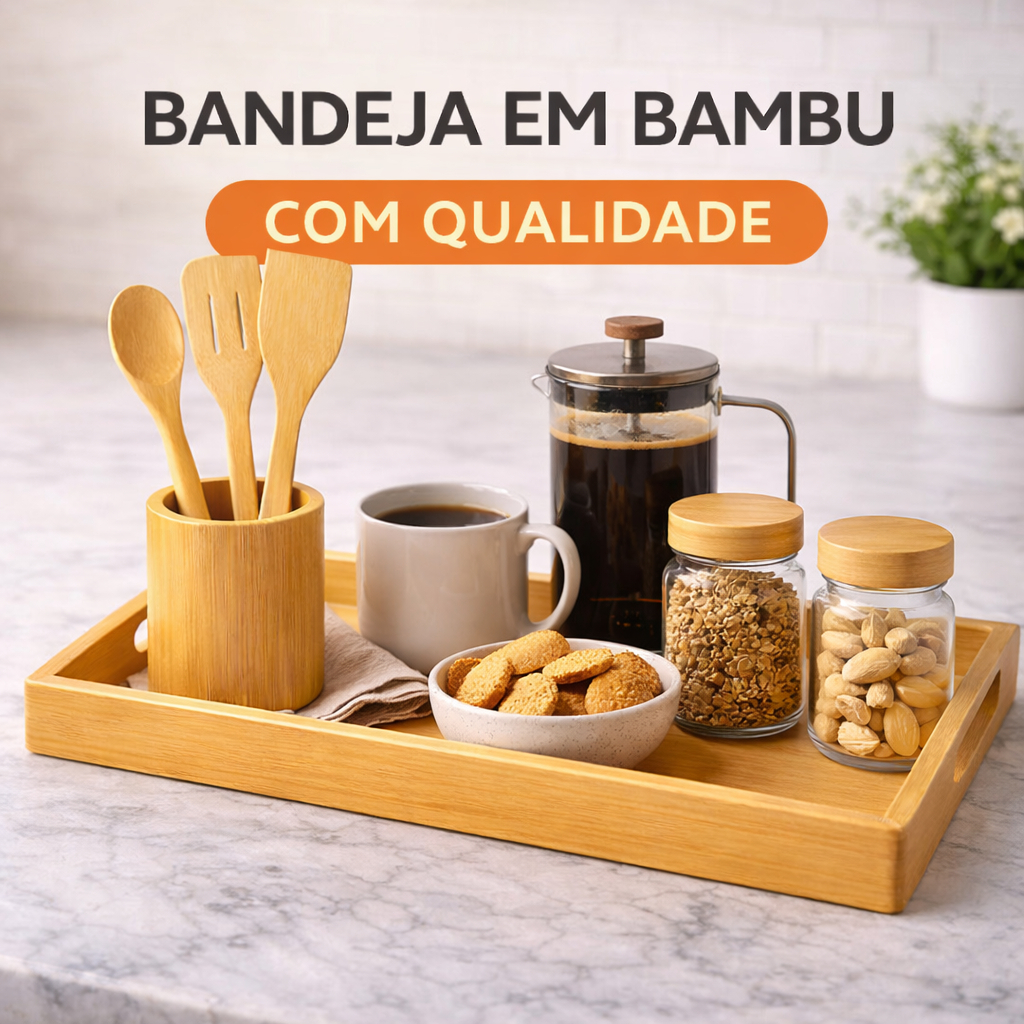 Bandeja Organizadora Multiuso Grande Bambu Travessa Servir Café Petiscos Chá Frios em Oferta na Shopee