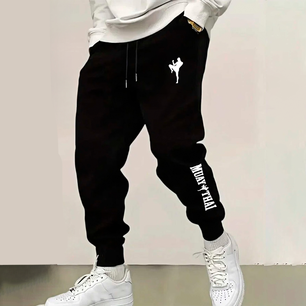 Calça moletom unissex em algodão slim fitness premium luta muay thay arte macial