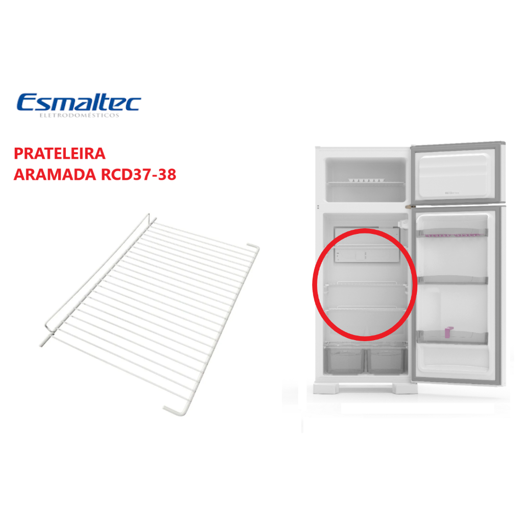 Prateleira Aramada Refrigerador Esmaltec RCD37 RCD38 Original Branco