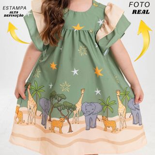 Vestido Infantil Feminino Com Manga Luxo Moda Evangelica Casual Estampado e Cores Lindas em Oferta na Shopee