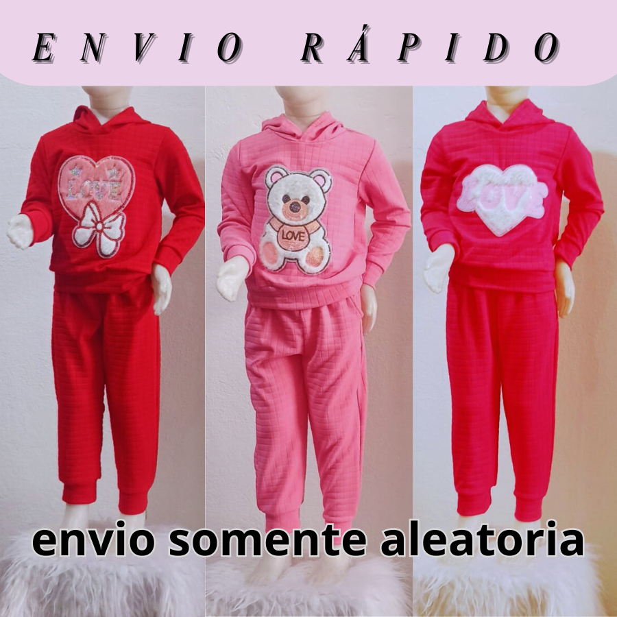 Conjunto Infantil Inverno Menina com Capuz Estampa Aleatoria – Tamanhos 4 ao 12 – Cores Sortidas roupas de frio em Oferta na Shopee