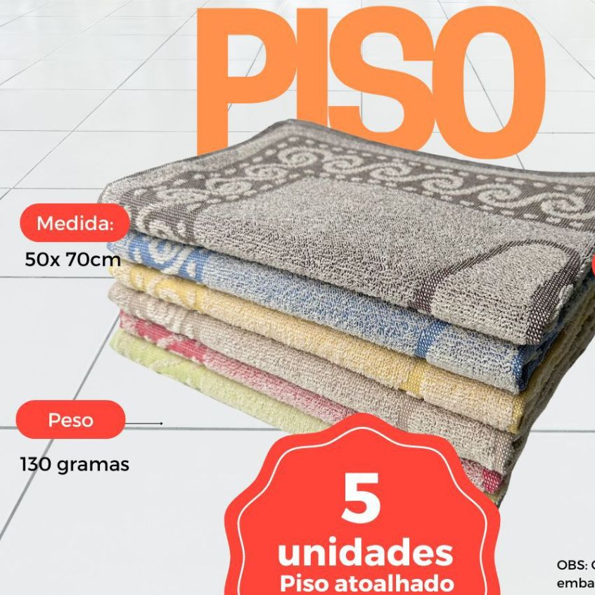 Pano de chao Kit 5 Tapete Banheiro Pezinho Atoalhado 40 x 70 em Oferta na Shopee