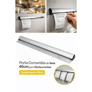 Porta Comandas Inox para Restaurante Cozinha Bar Fixação Sem Furo