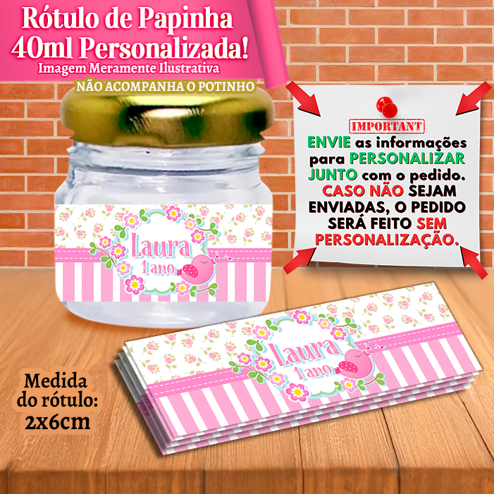 Rótulos adesivos Personalizados para Papinhas 40ml 40g Jardim Encantado e das Borboletas