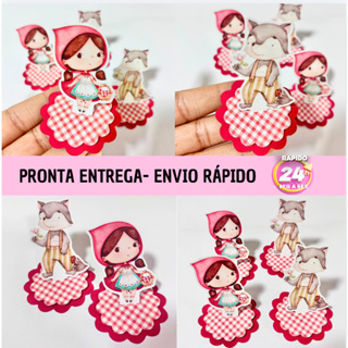 Aplique  em pé -  Chapeuzinho Vermelho Aquarela em Oferta na Shopee