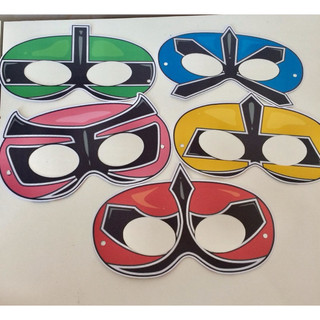 Kit com 20 Máscaras de papel Power Rangers - Festa infantil Power Rangers