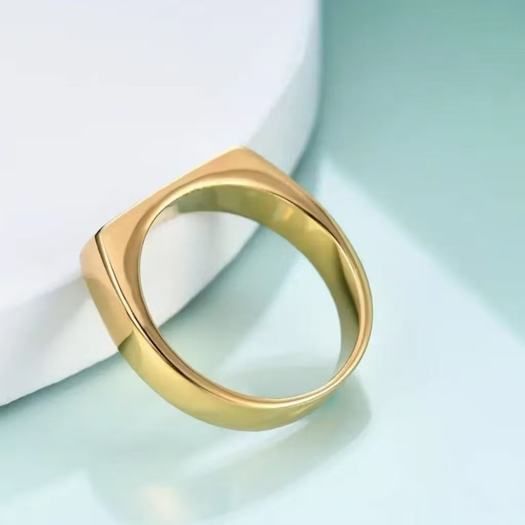 1 Peca de Anel Unissex Simples Geométrico de Aço Inoxidável – Banhado a Prata e Dourado