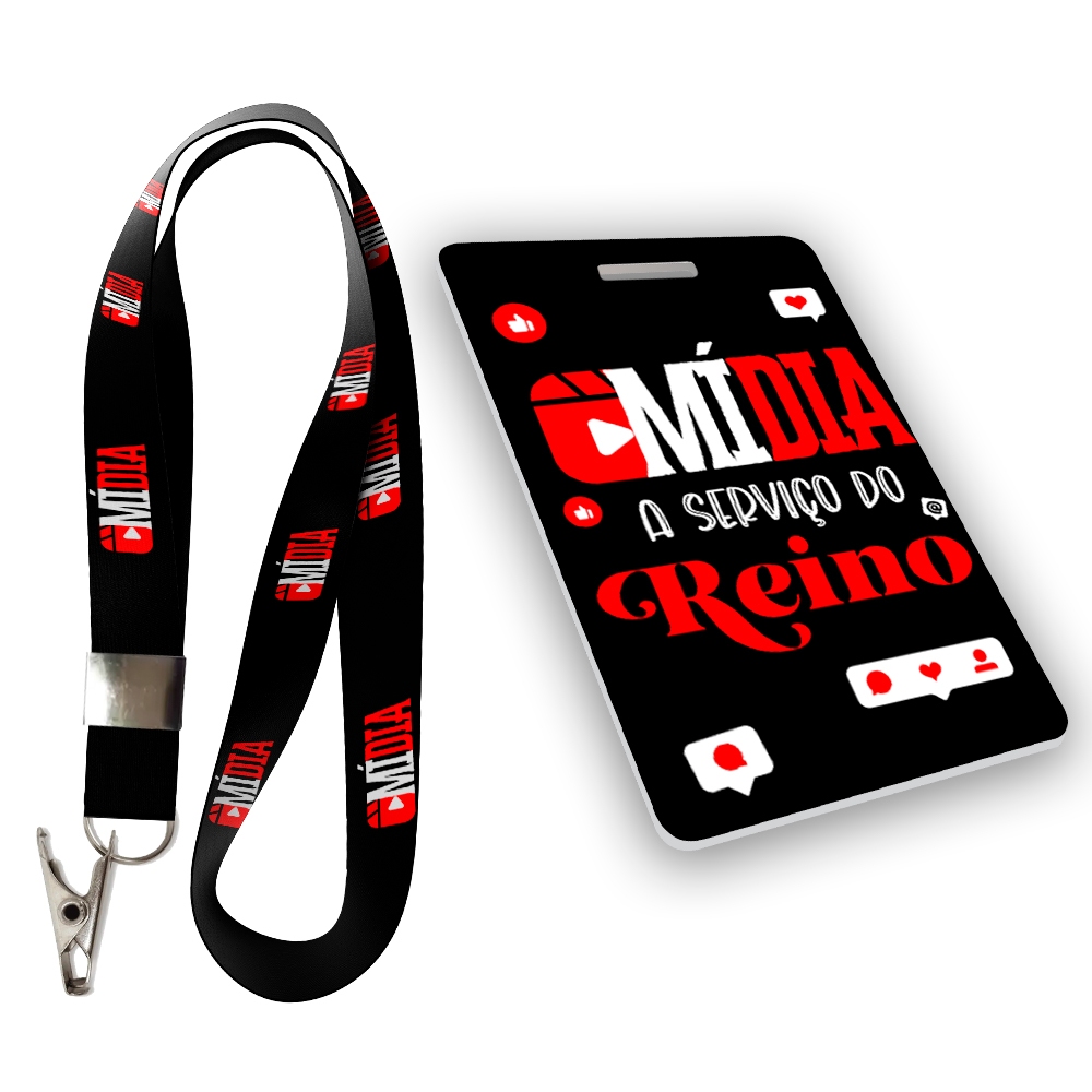 Crachá Mídia com Cordão Personalizado | Igreja, Eventos e Comunicação em Oferta na Shopee