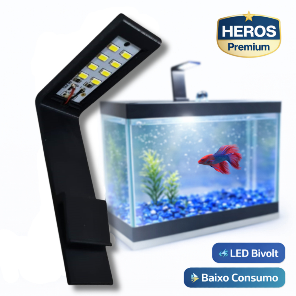 Luminária para Aquário LED 5W Aquário até 15L Betta Pequeno Plantado Bivolt Led Aquário Tartaruga em Oferta na Shopee