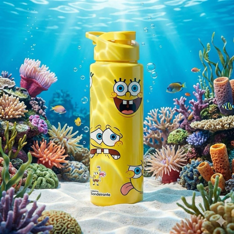 Garrafa Infantil Bob Esponja e Patrick 750ml Original  Livre de BPA | Alça e Estampa Divertida em Oferta na Shopee