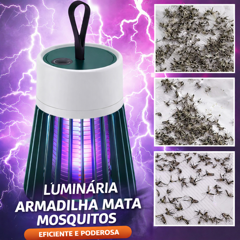 Lâmpada Luminária Mata Mosquito LED USB com Luz UV Elimina Pernilongos Anti-Insetos Recarregável