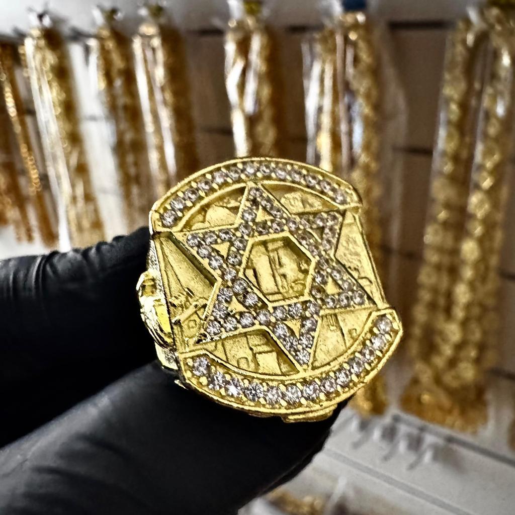 Anel Dedeira Ajustável Favela Estrela De Davi Cravejado 100% Moeda Antiga