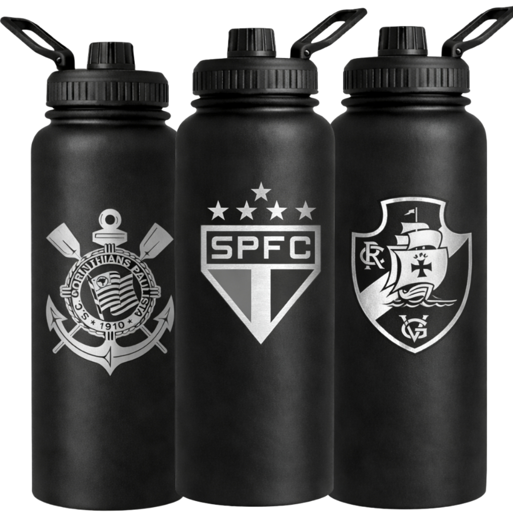 Garrafa Termica Inox 800ML com alça Personalizada com Times de futebol - Super Promoção