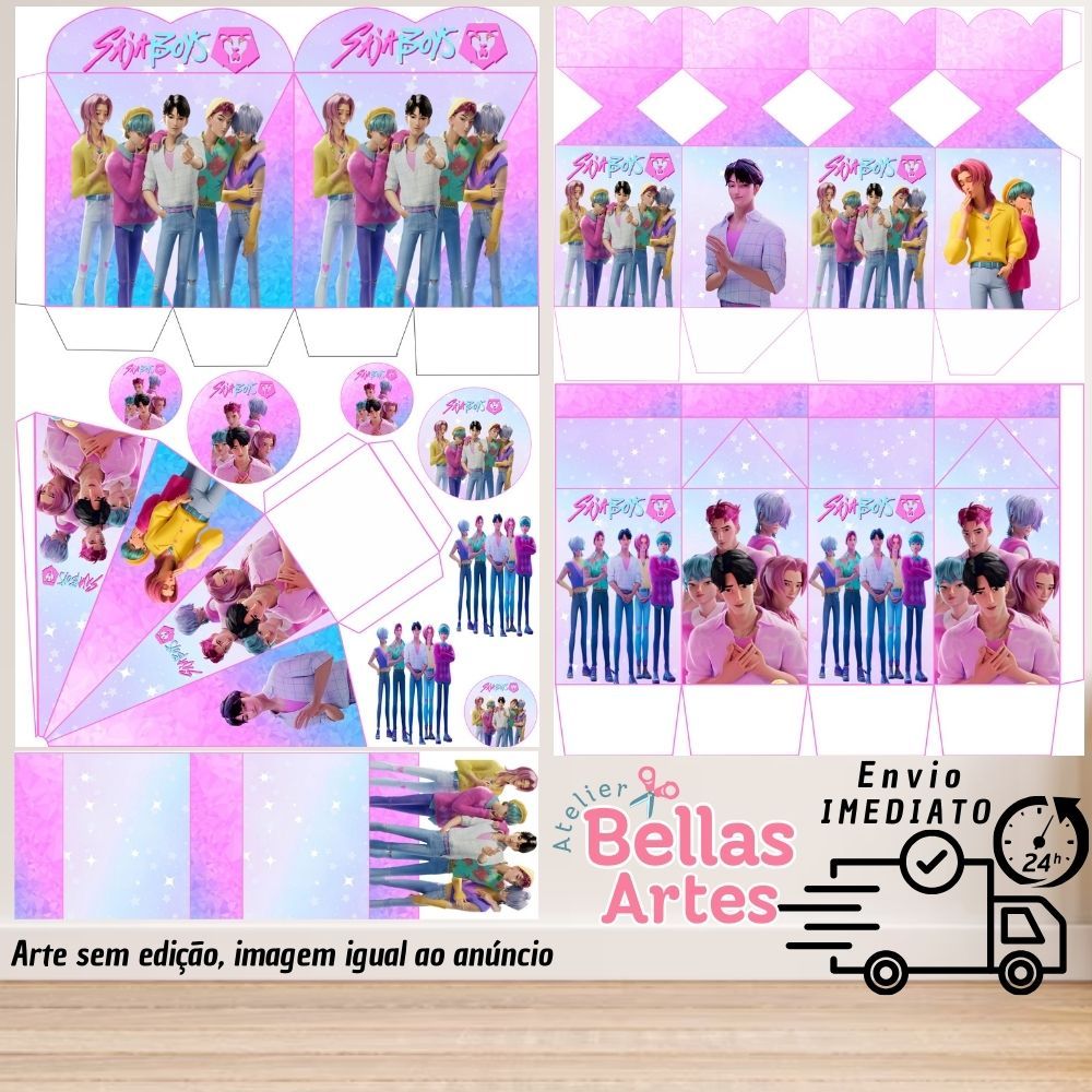 KIT LEMBRANCINHAS GUERREIRAS DO K-POP SAJA BOYS COM 80/160 ITENS (sem nome) - ENVIO 24H