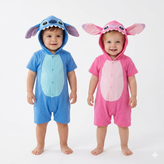 Fantasia Stitch Bebê Azul e Rosa Mesversario Infantil - Stitch - Macacão Bordado Com Gorro em Oferta na Shopee