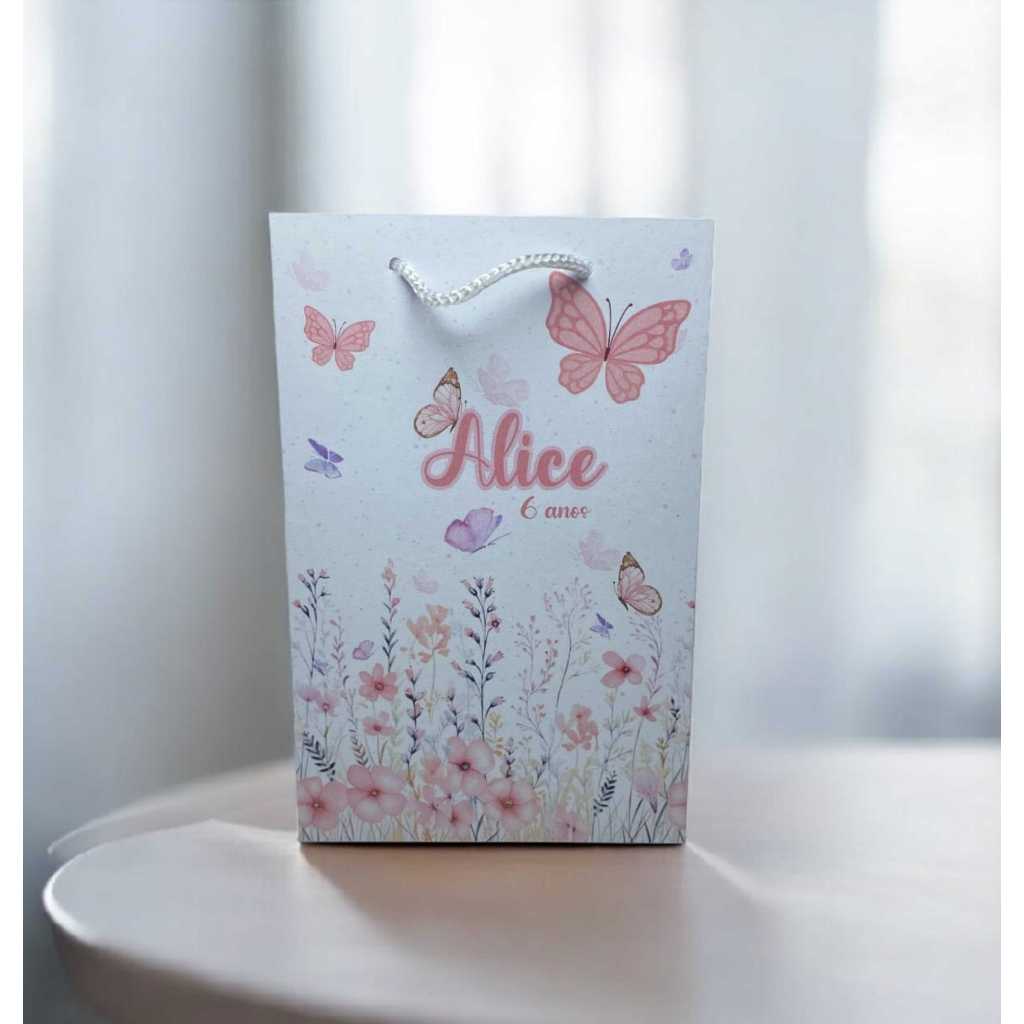 Sacolinhas Jardim Encantado Borboletas Personalizadas – Lembrancinha Festa Infantil - PEGUE E MONTE