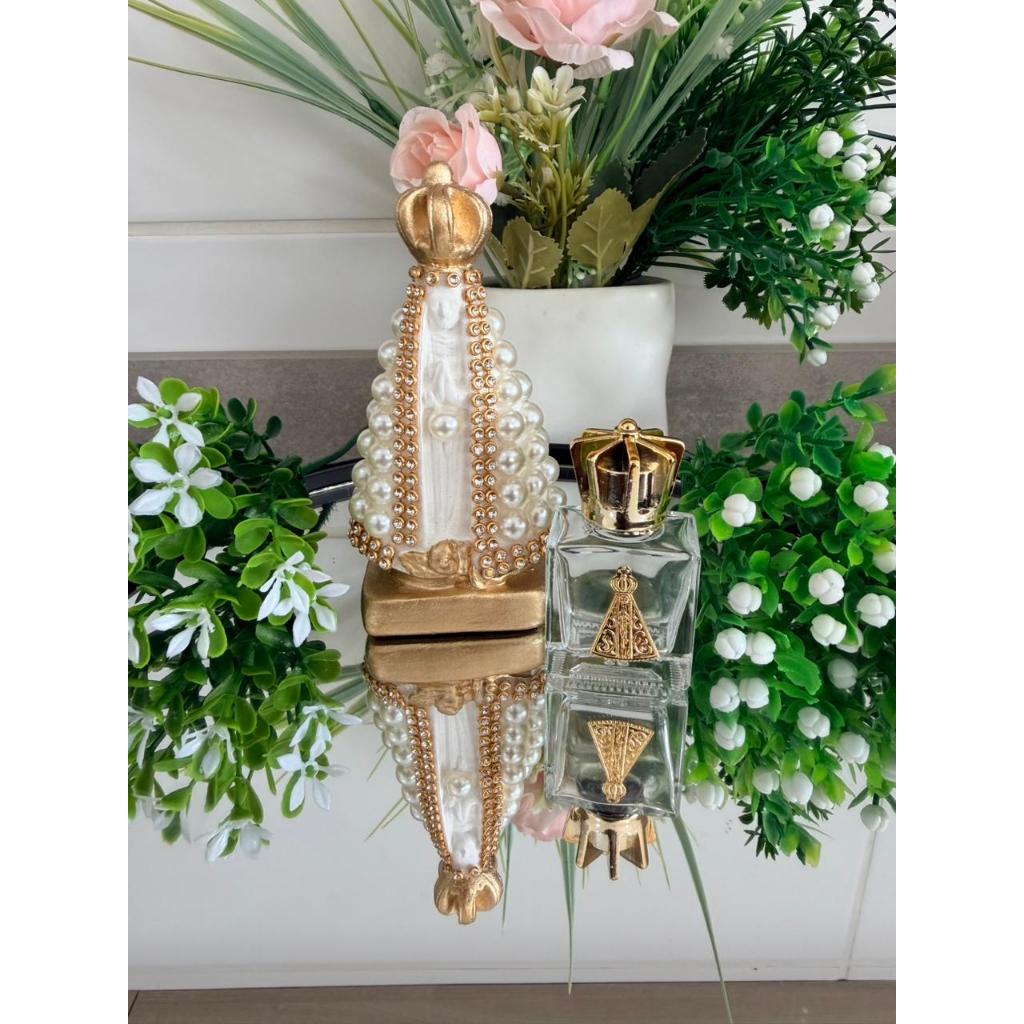 Kit Imagem de Nossa Senhora Aparecida 10cm + Porta Água Benta de Nossa Senhora Aparecida 10 mL