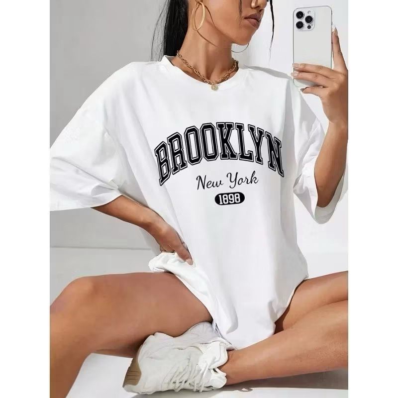 Camiseta Feminina Estampada 100% Algodão Camisetão Feminino Blusa Academia T-Shirt Fitness