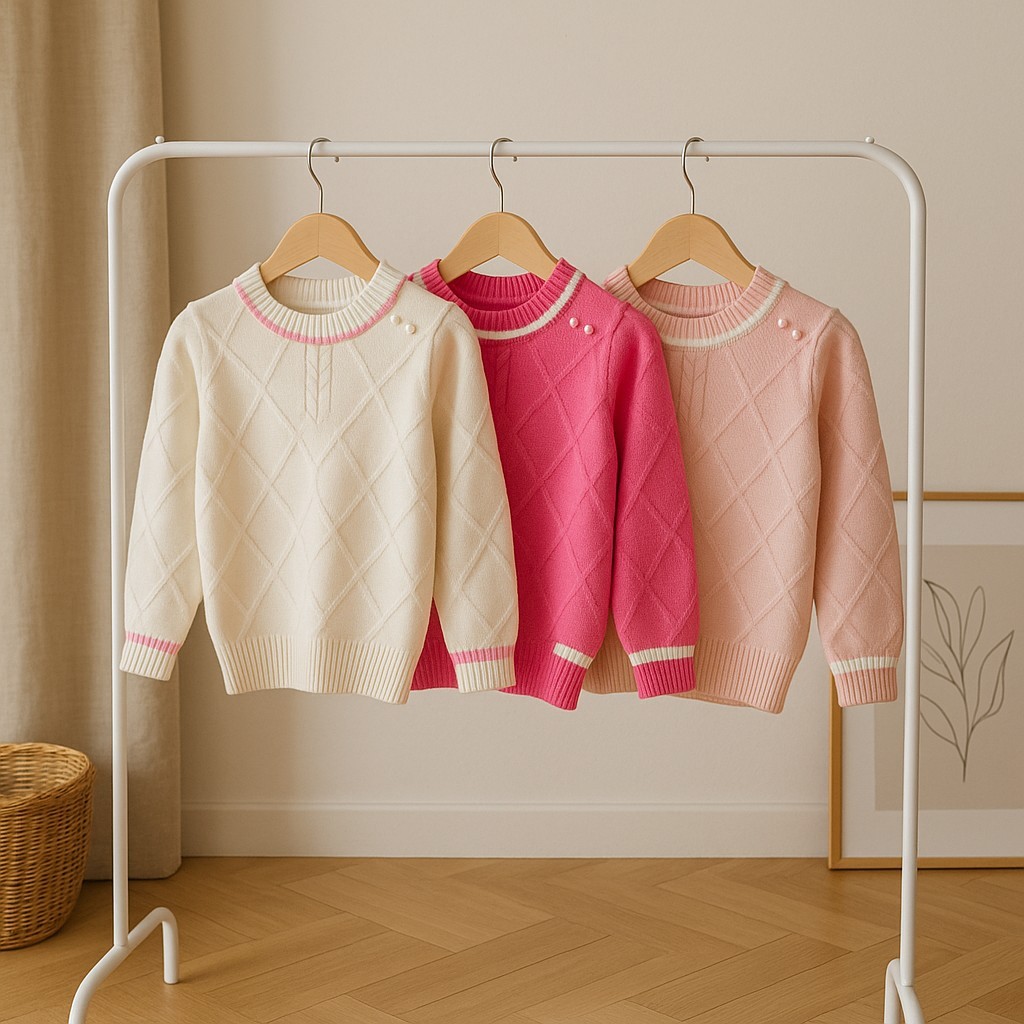 Sueter Feminino Infantil De Lã Trico Inverno Casaco Para Meninas