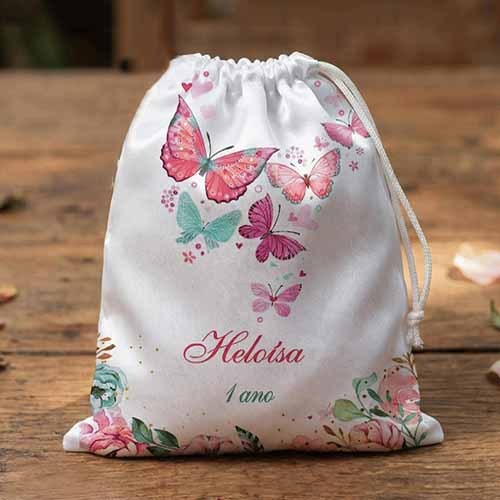 10 Sacolinhas  personalizada tecido  Borboletas para lembrancinhas de aniversário 30cmx20cm
