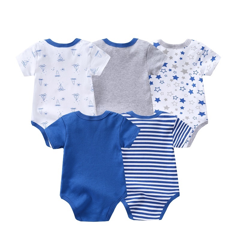 Kit 5 unidade Body Bebe Manga Curta Algodao Suedine Meninos e meninas Verao 100% Algodãoe-stilo veleiro — imagem 2 de 2