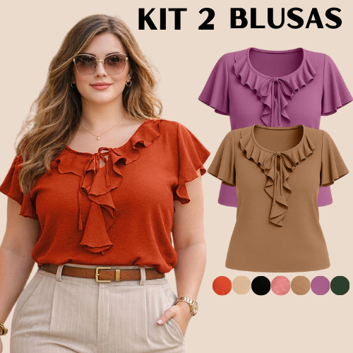 BLUSA FEMININA ESTILOSA KIT 2 BLUSAS FEMININAS CONFORTAVEL ELEGANTE SOLTINHA BLUSINHA FEMININO EVANGELICA MODERNA BARATO