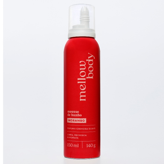 Sabonete Mousse de Banho Vegano Mellow Morango 150ml – Espuma Hidratante Corporal banho premium