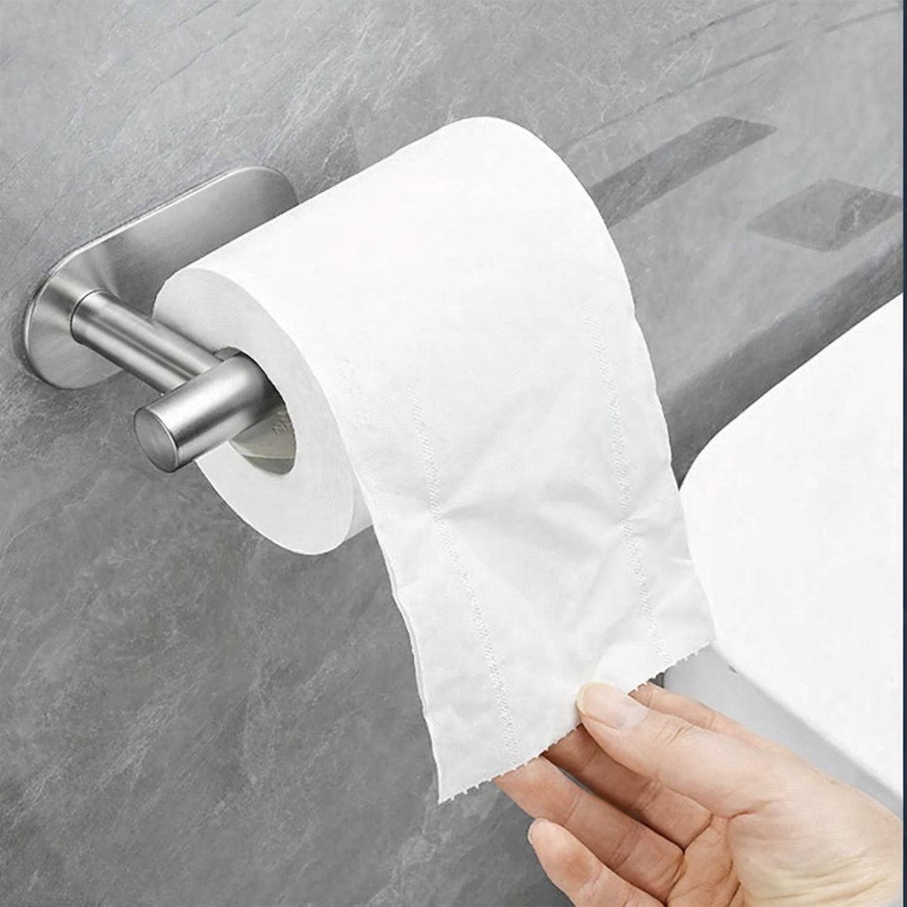 Suporte Porta Papel Higiênico Aço Inox Prateado De Parede Auto Adesivo em Oferta na Shopee
